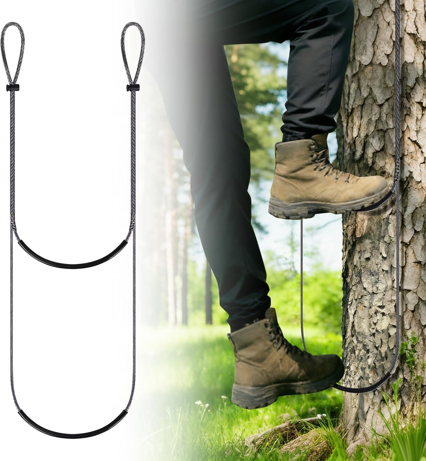 Climbing Stick Aider for Hunting - 2-Step Lightweight Rope for Climbing Sticks