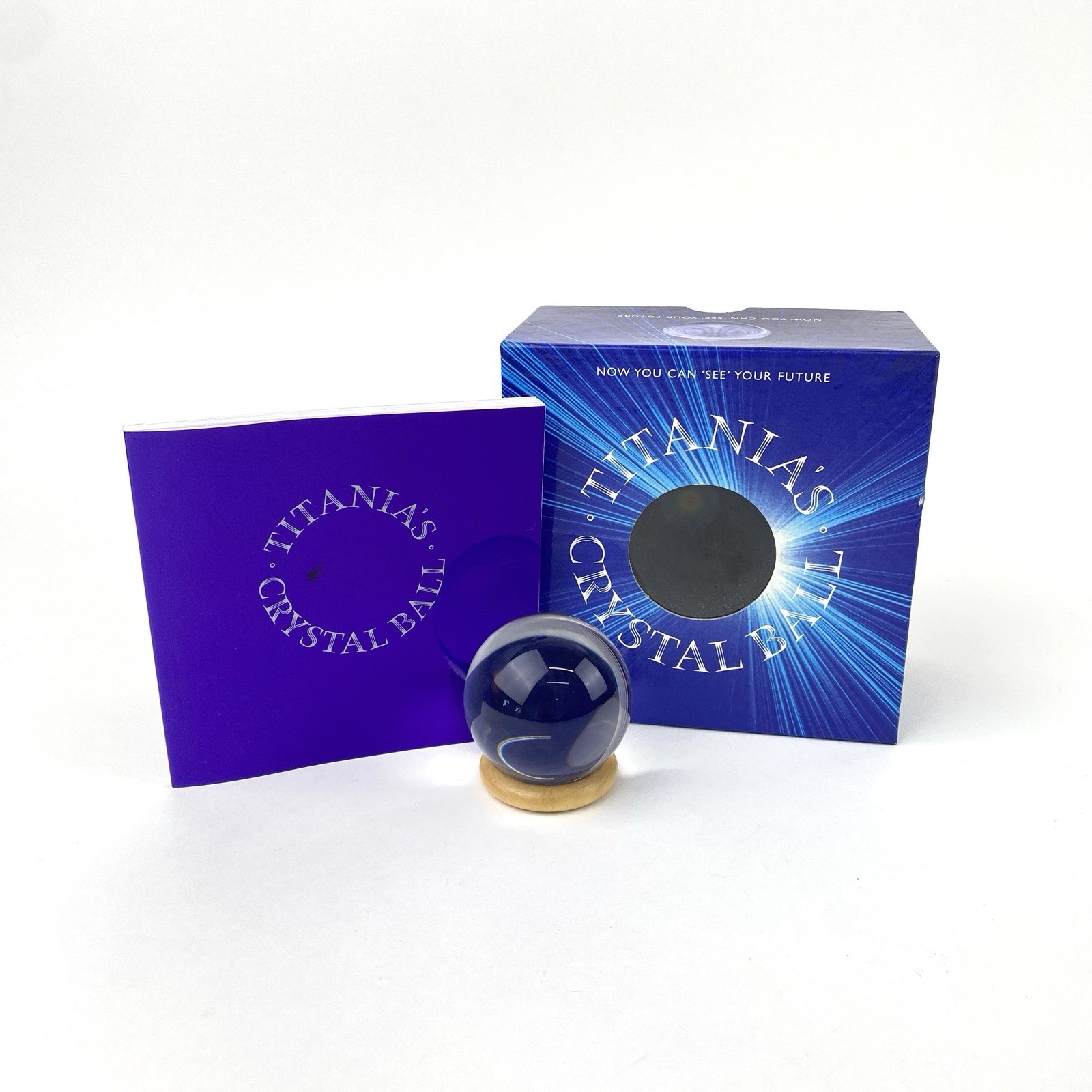 Titania's Crystal Ball Glass Divination Gift w/ Guidebook, Stand, & Original Box