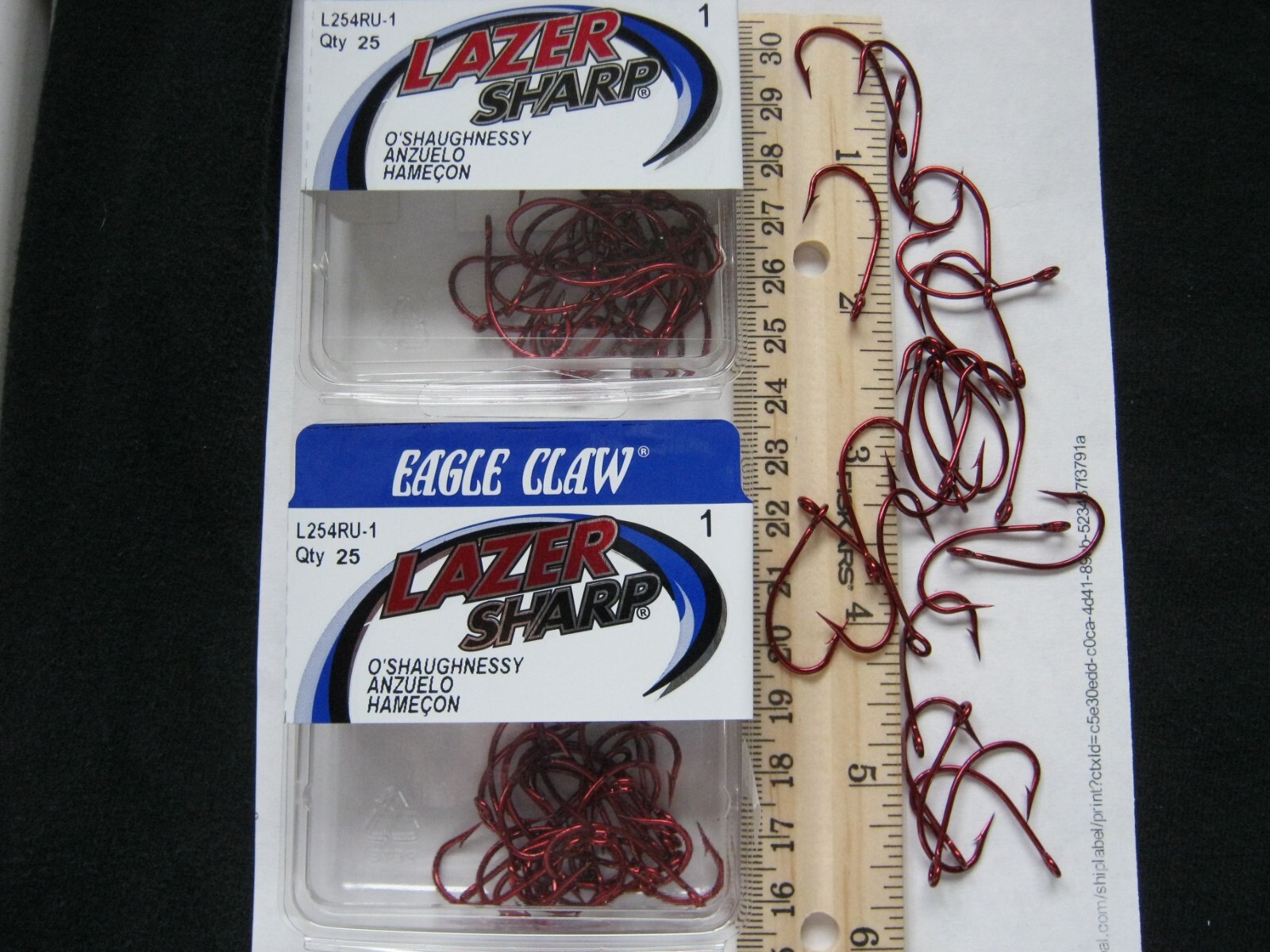 200 Eagle claw O'Shaughnessy Hooks size 1 red. 8 boxes of 25