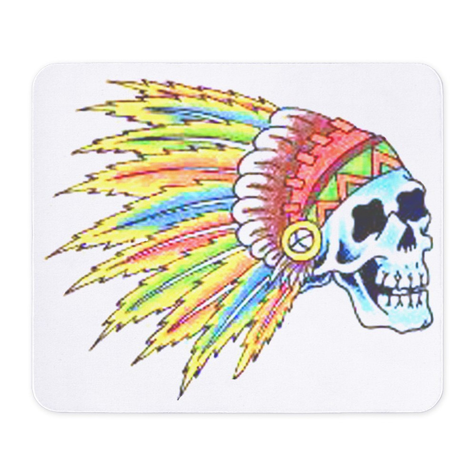 CafePress Indian Chief Skull Tattoo Mousepad  (298119398)
