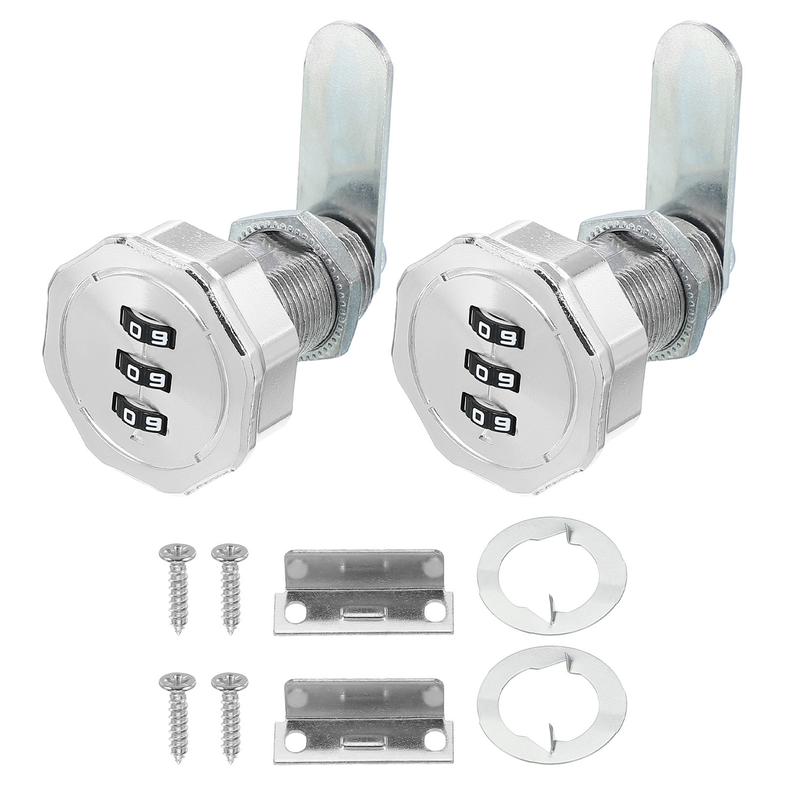2pcs 13/16" Wardrobe Cylinder Lock with Code, Silver