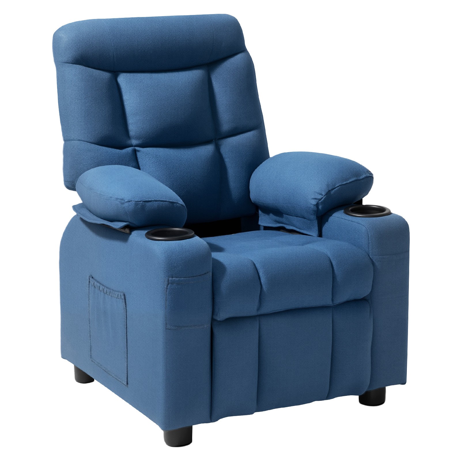 Uimoso Kids Reclining Chair Toddler Recliner with Cup Holders and Pockets (Blue)