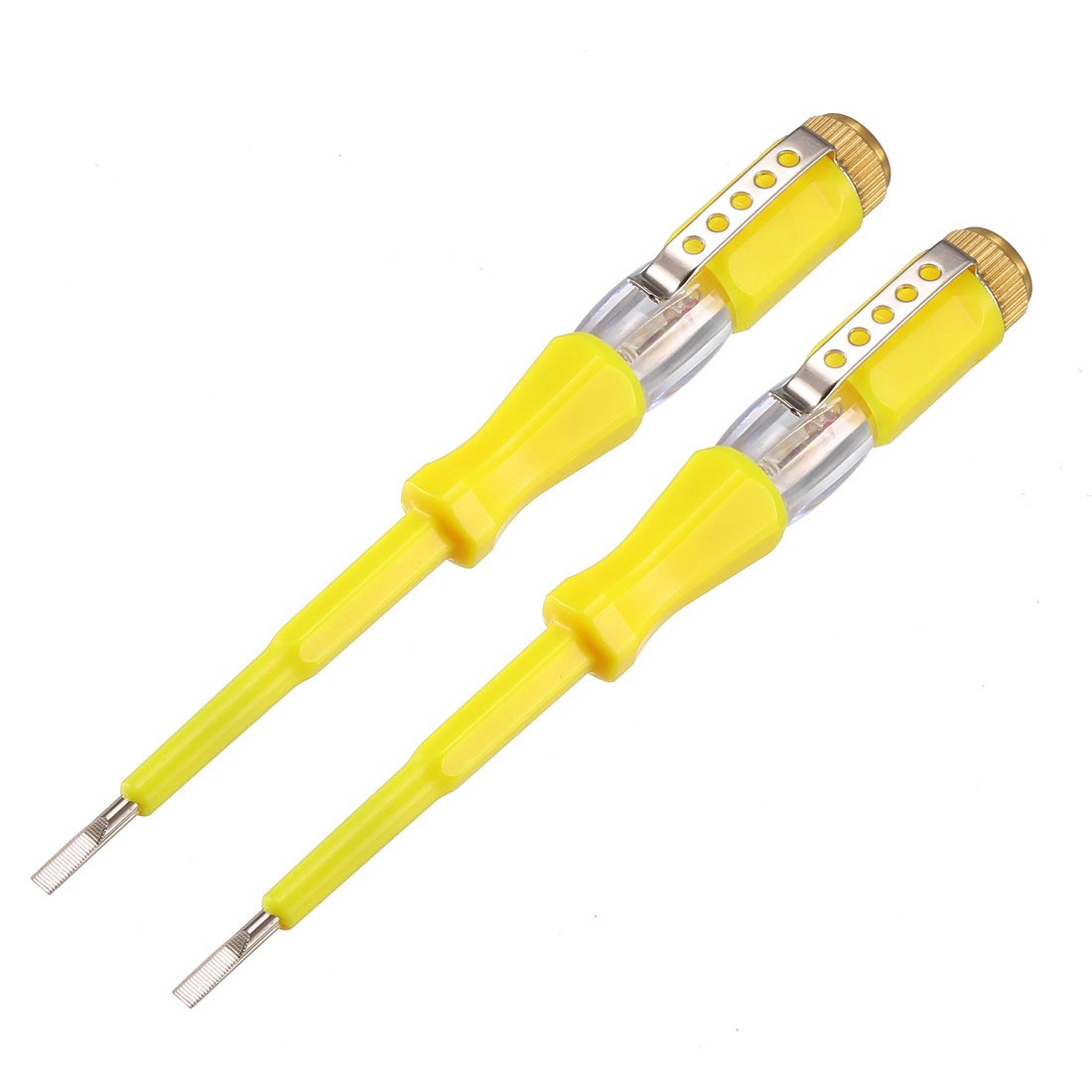 Voltage Test Screwdriver 100-500V Slot Neon Tube Tester Electroprobe Yellow 2PCS