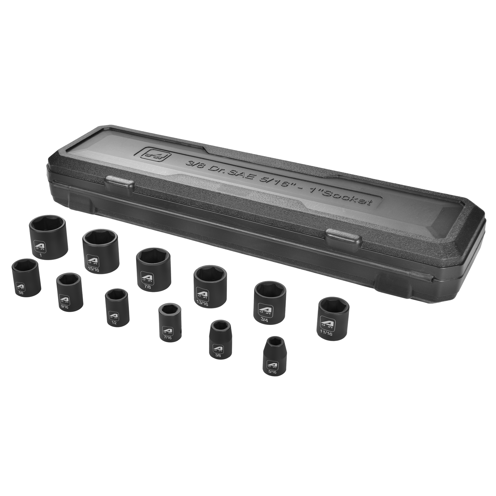 12pc 3/8" Drive SAE Shallow Impact Socket Set 6-Point Design 5/16"–1" Standard