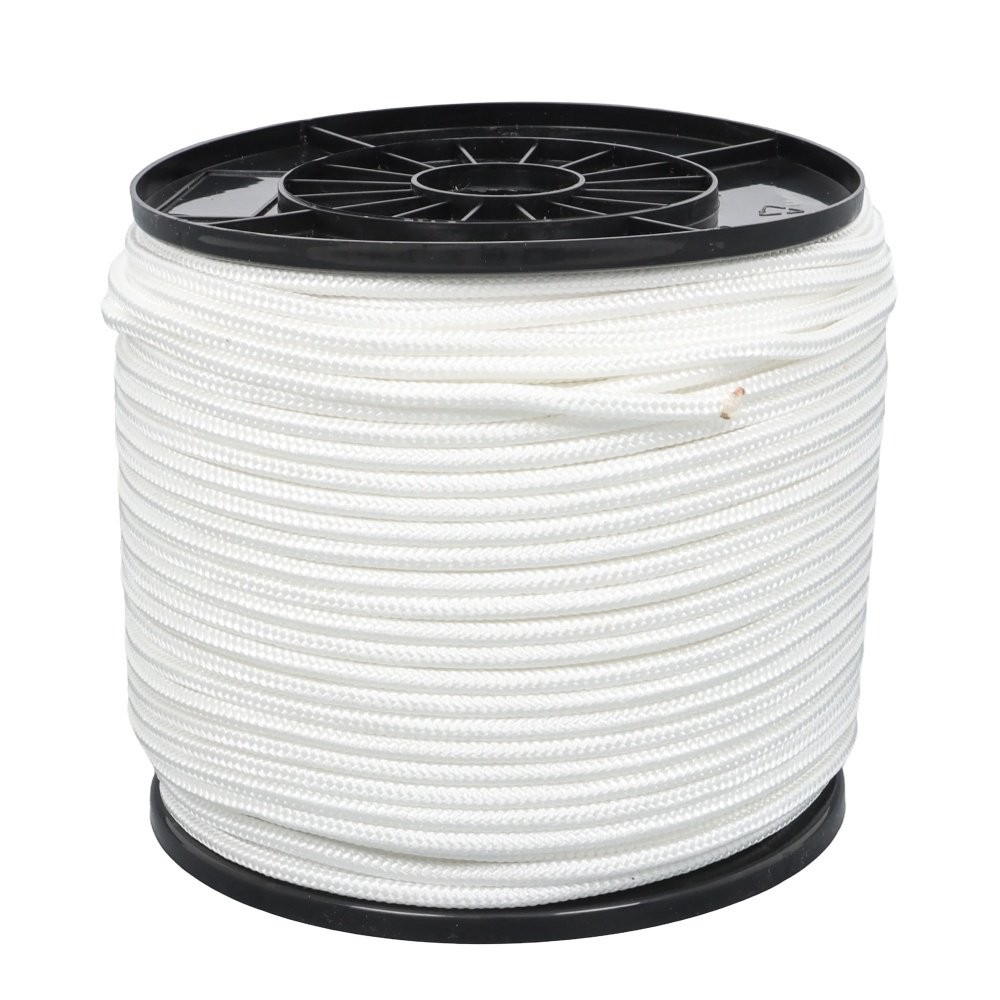 1/4 Inch Nylon Rope 500 Foot Spool 100% Nylon Solid Braid Rope Dyeable White