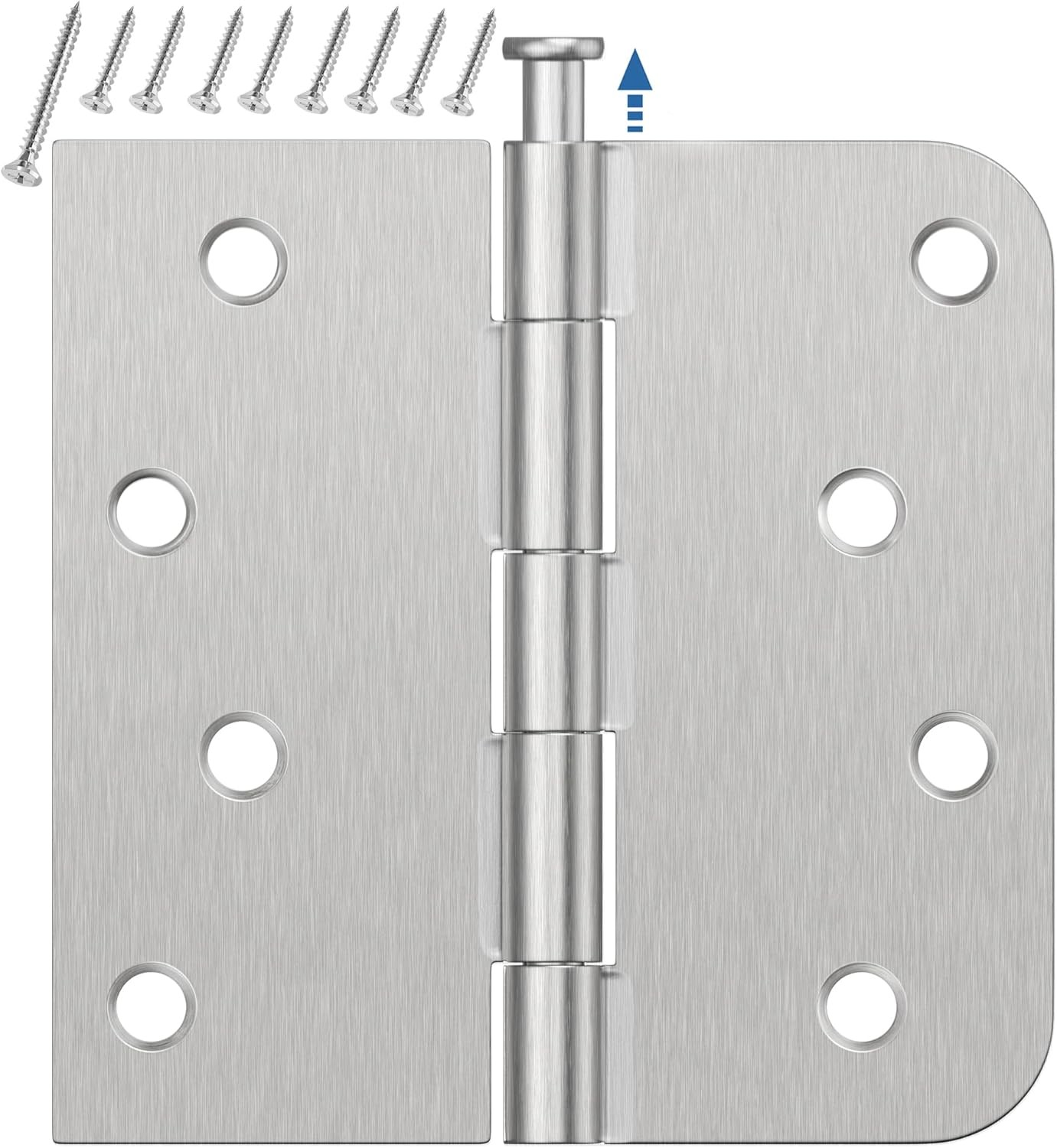 18-Pack 4" Brushed Nickel Hinges, 5/8" Radius & Square Corners, Heavy Duty