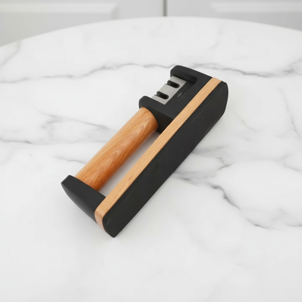Two-Stage Knife Sharpener with Wooden Handle