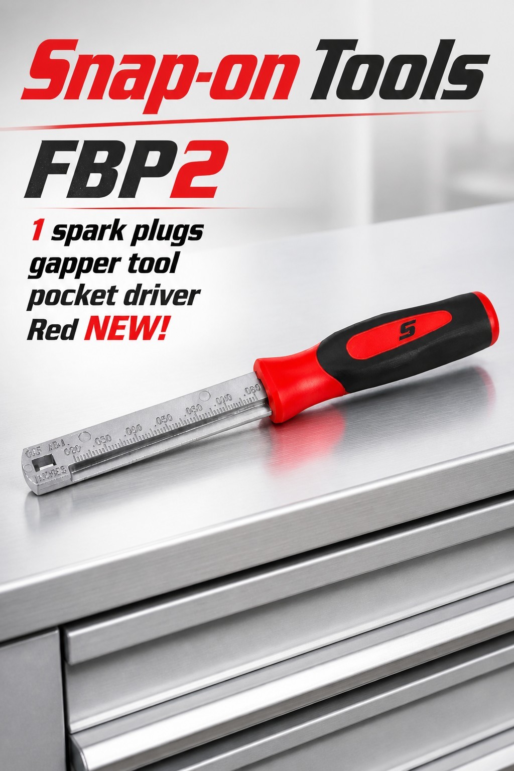 Snap on tools 1 spark plugs gapper tool pocket driver FBP2 RED USA made NEW!!!!!