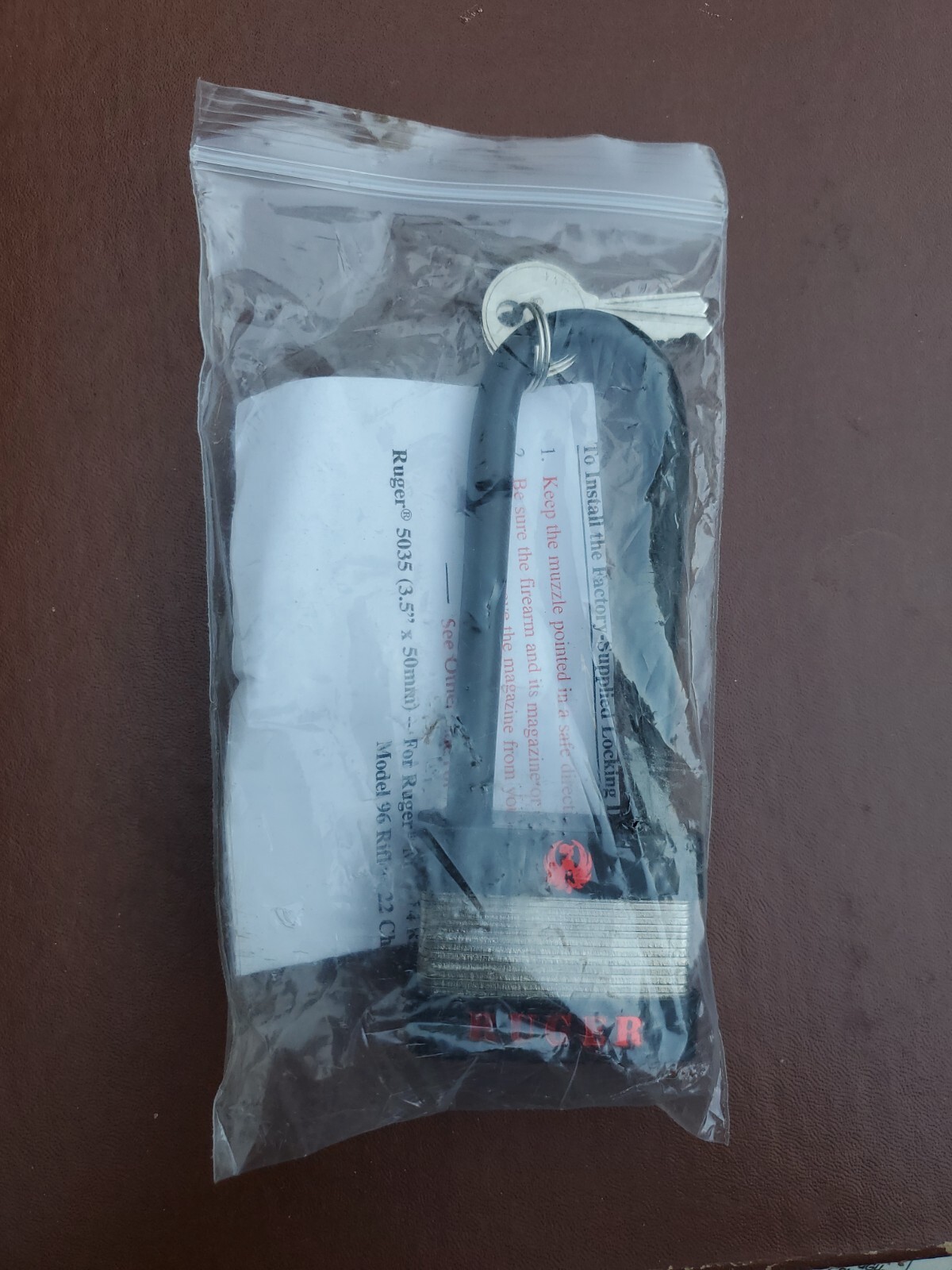 RUGER Firearm Gun Lock Padlock w/ 2 Keys OEM Genuine Black New Sealed