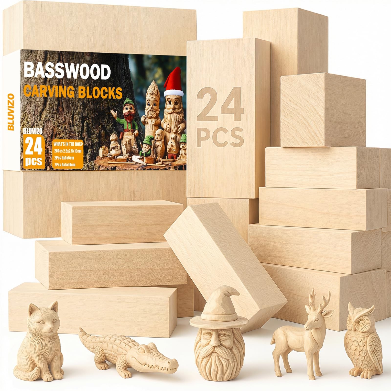Basswood Carving Blocks 24PCS: Whittling Wood 24IN1, 24 PCS