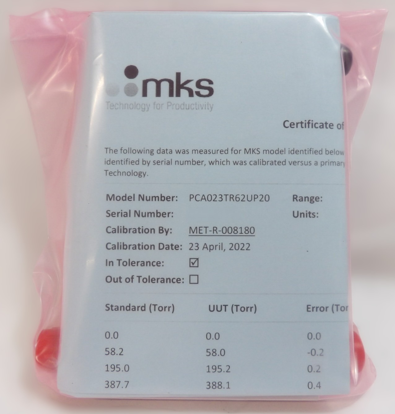 MKS Instruments PCA023TR62UP20 Pressure Controller πPC 2000 Torr New Surplus