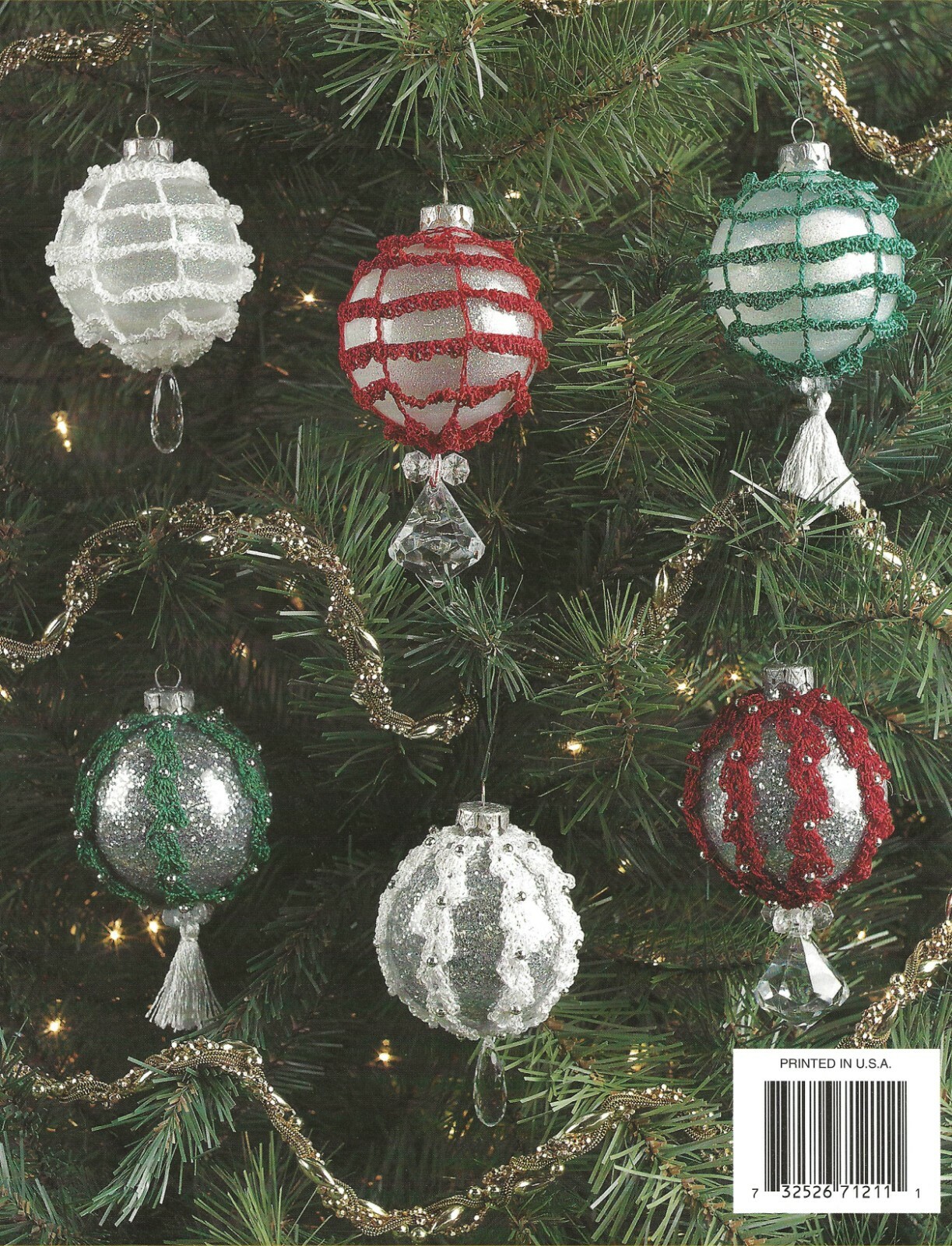 Glass Ball Ornaments Crochet Red Gold Silver Green White Covers 2½" Balls RARE