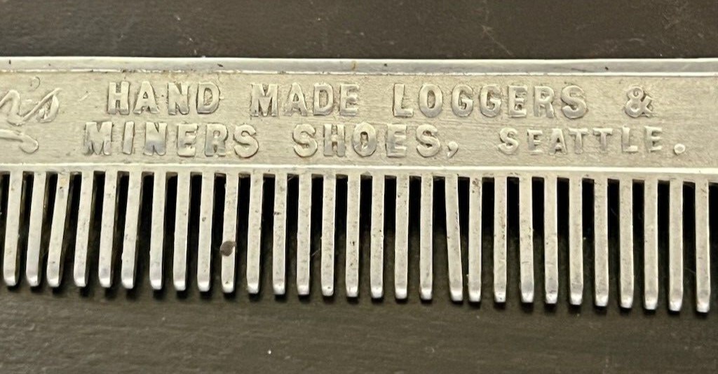 Vintage 1935 Currin's Loggers and Miners Shoes Advertising Metal 4" Saw Blade