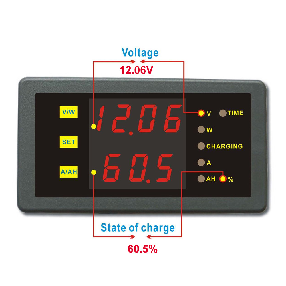 DC 90V50A Volt Amp Battery Capacity Power Combo Meter Charge Discharge Indicator