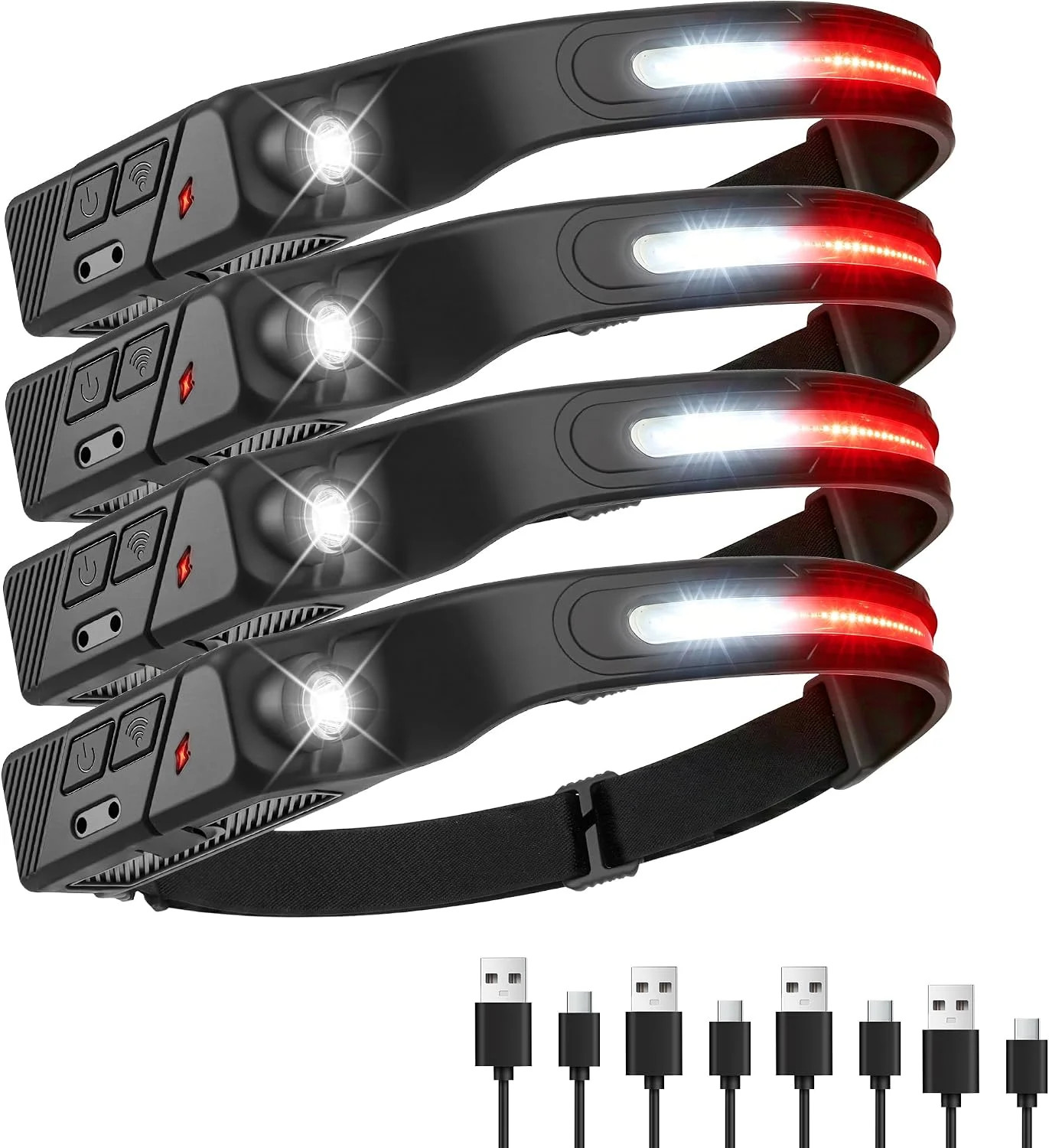 Sogidon Rechargeable Headlamp, 230° Wide Beam Head Lamp, Motion Sensor LED Headl