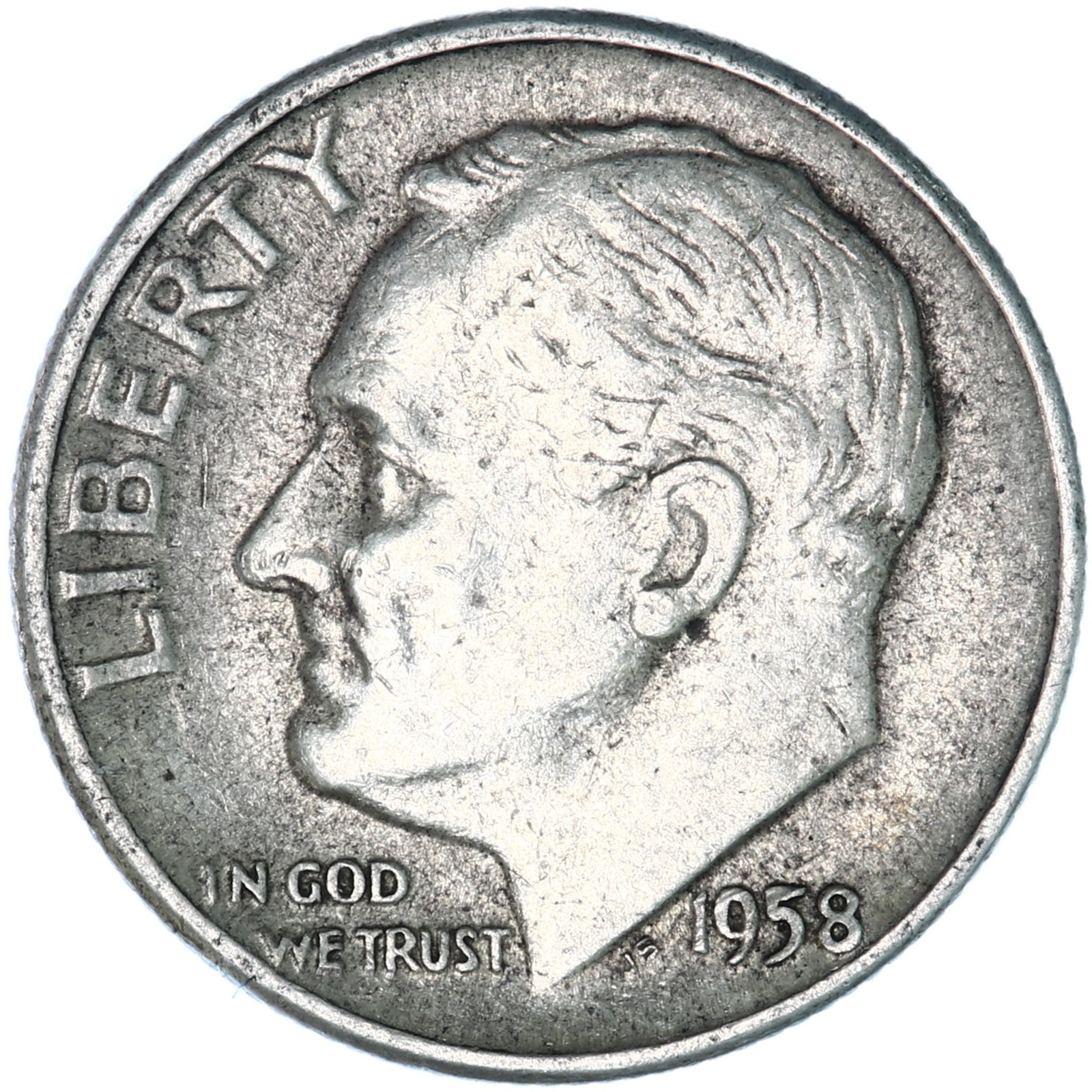 1958 (P) Roosevelt Dime 90% Silver Very Fine VF
