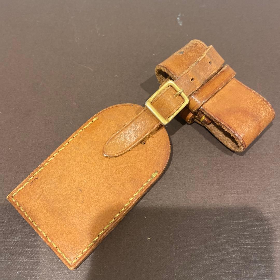 Louis Vuitton Luggage Name Tag & Poignée Set Vachetta Leather Vintage Japan