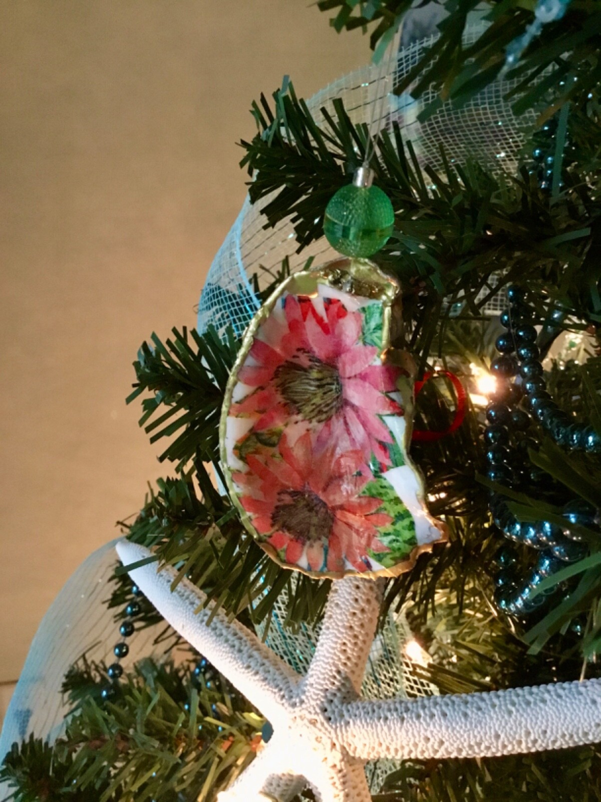 Vintage glass bead & Flowers Decoupage Ornament Garden  Collection