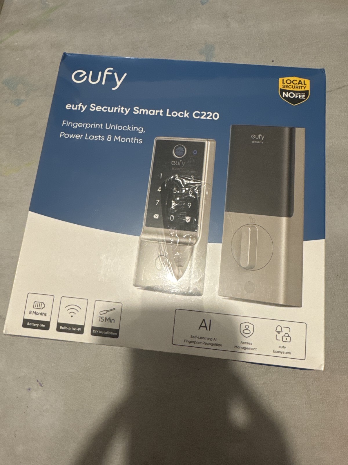 eufy Security Smart Lock C220 with Fingerprint & Wi-Fi, Open Box