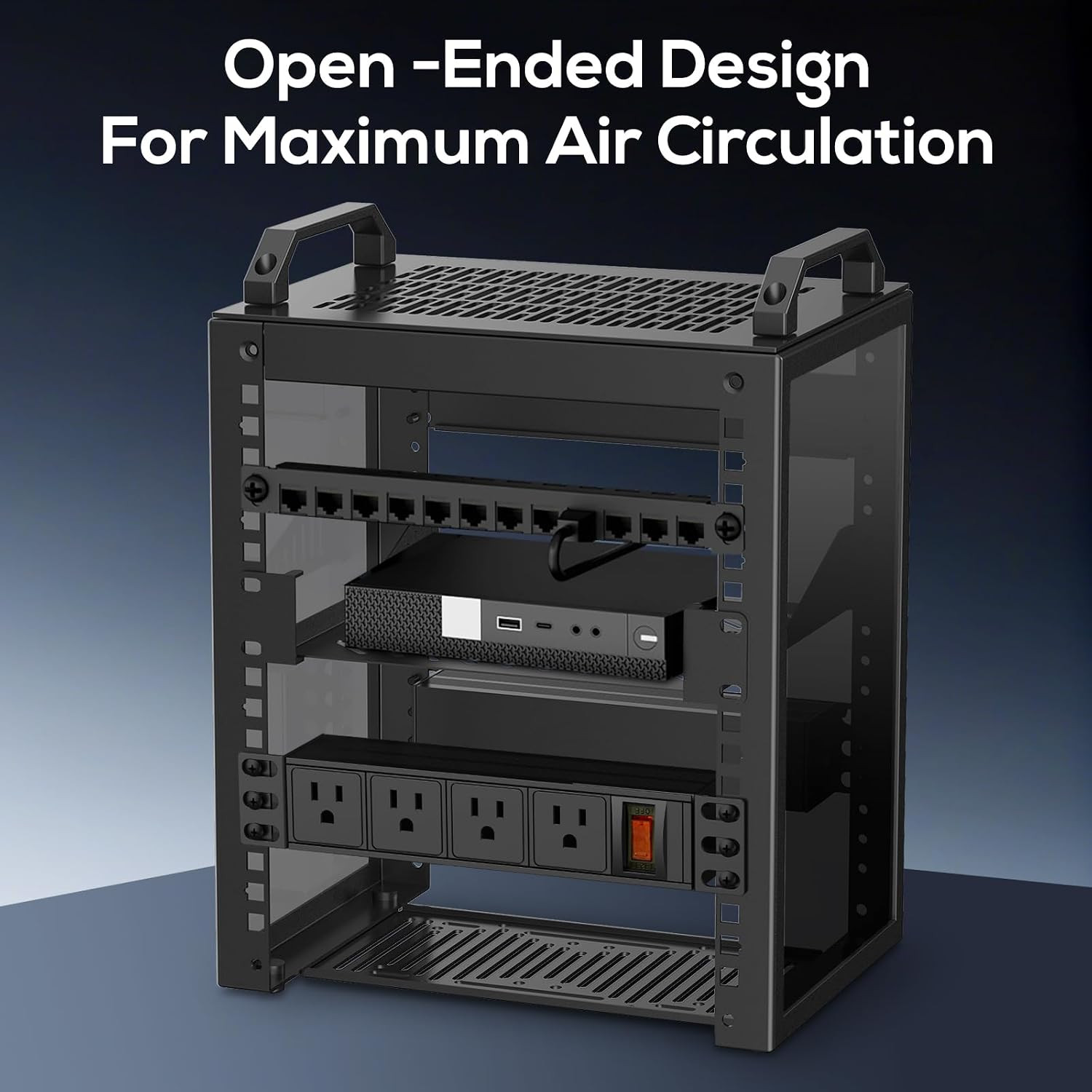 6U Mini Server Rack with PDU Power Outlets - 10" Depth for IT & AV Equipment