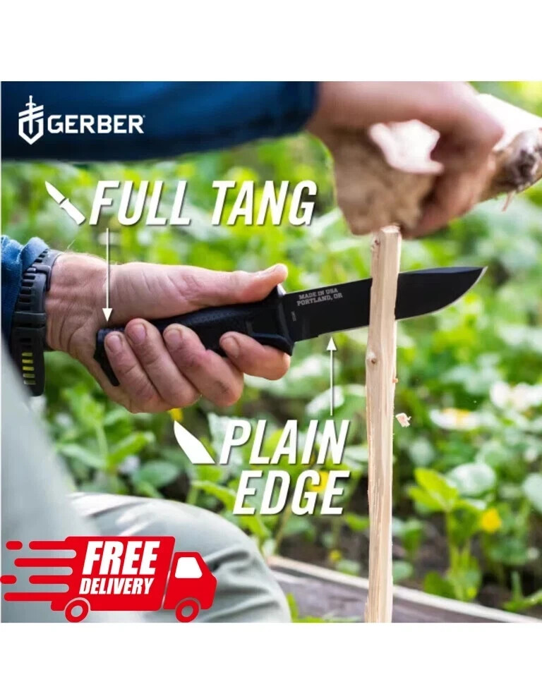 Gerber Gear StrongArm - Fixed Blade, Full Tang Knife - Black, Plain Edge