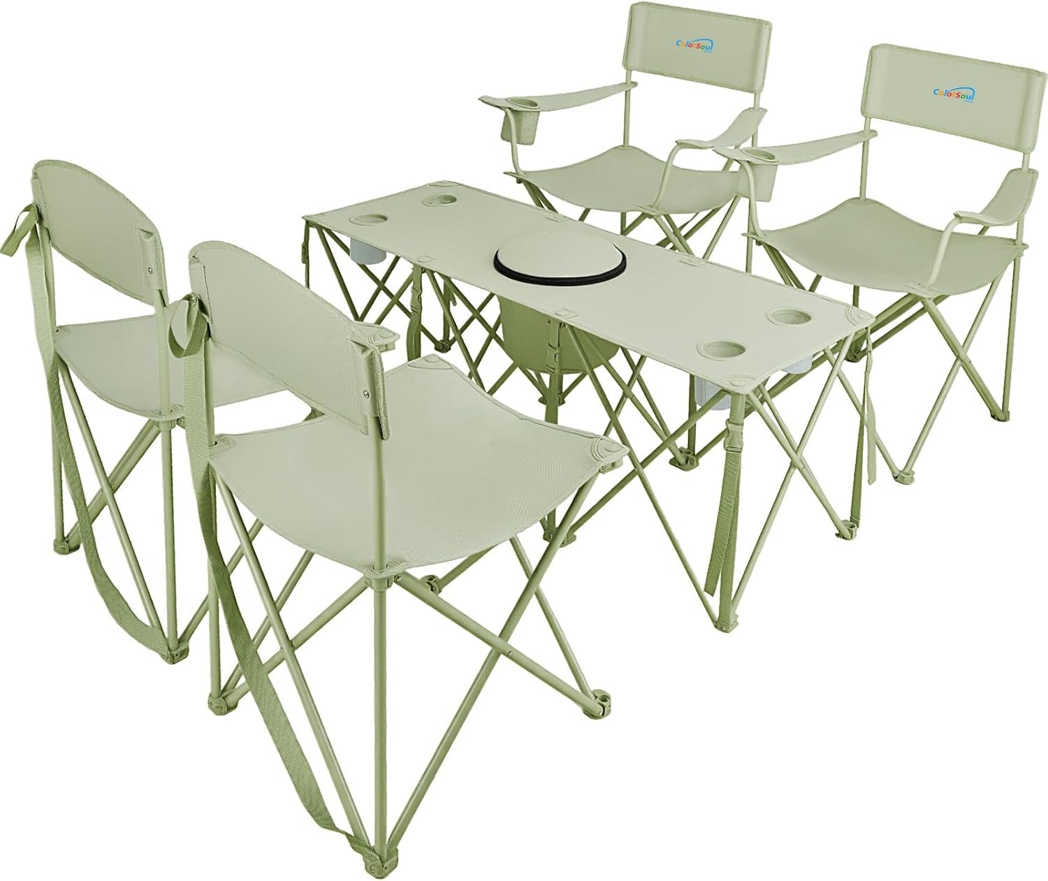5 Pcs Camping Chair and Folding Camping Table Set, Outdoor Folding Picnic Chairs