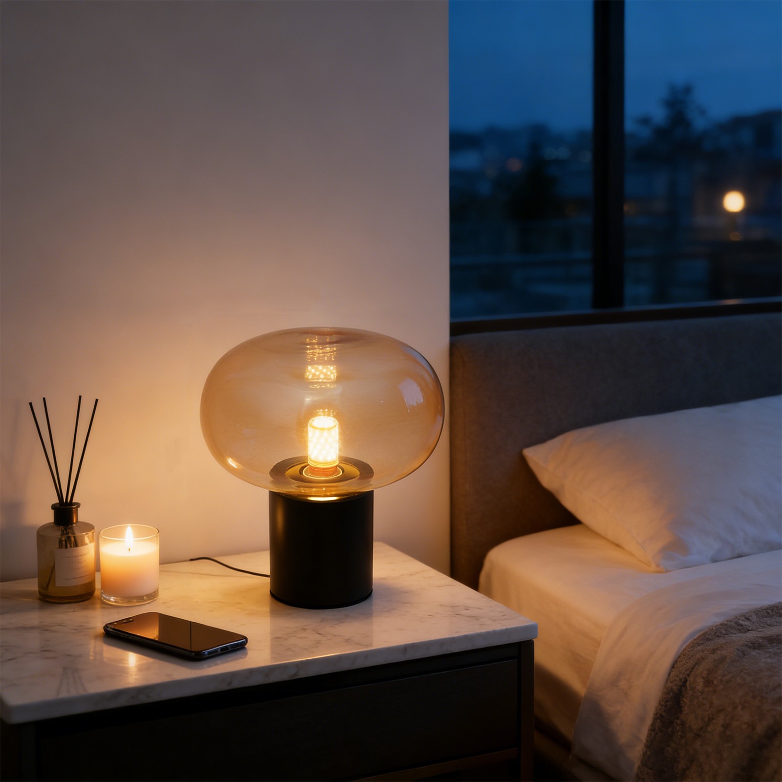 Art Decorative Bedside Table Lamp, Simple Nightstand Lamp, Mushroom Table Lamp