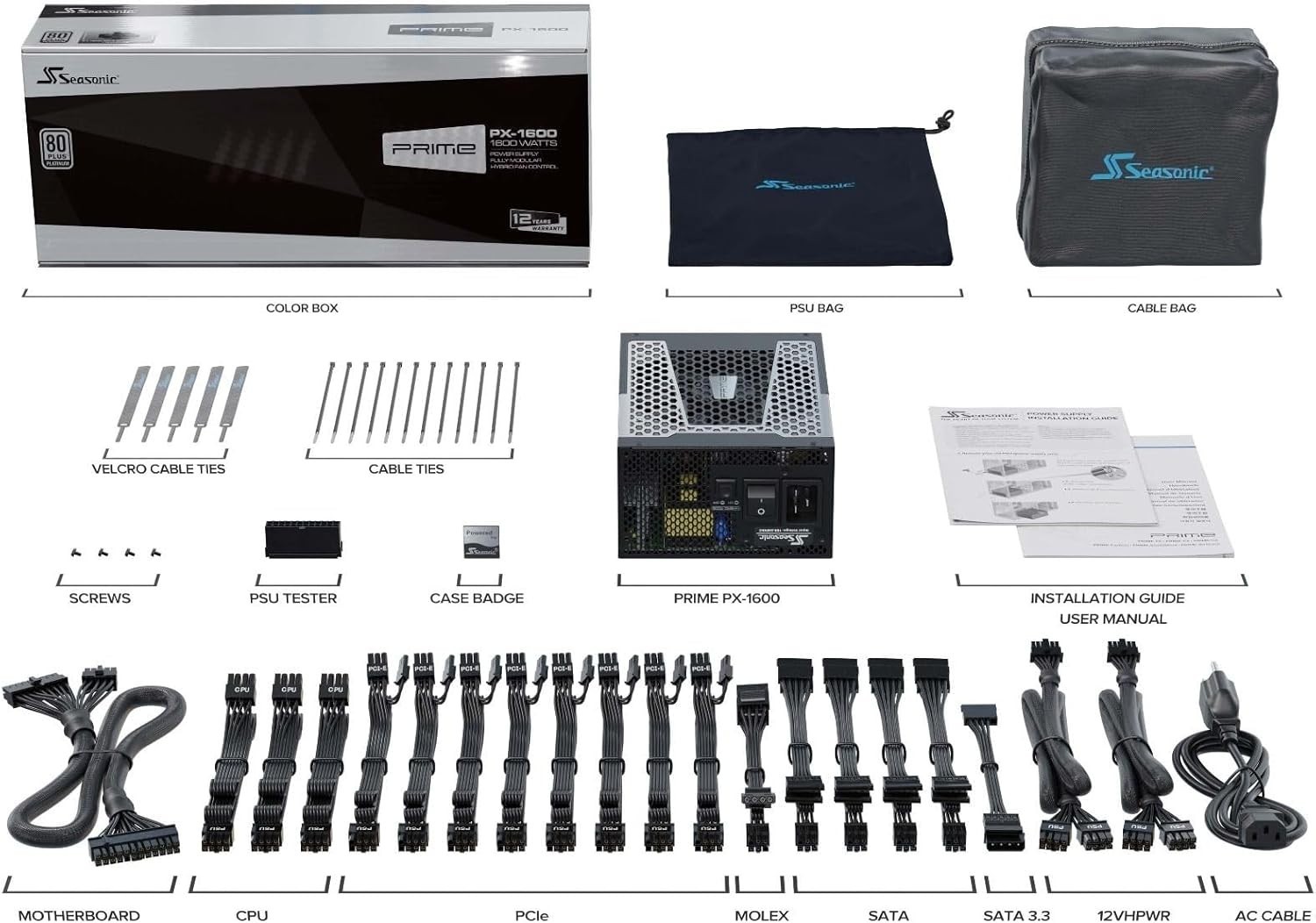Seasonic Prime PX-1600 ATX 3.1 PCIe 5.1 80+ Platinum Fully Modular Power Supply