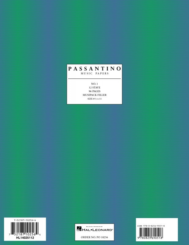 Musipack 3 Ring Filler No 1 12-stave Passantino Manuscript Paper NEW 014025112