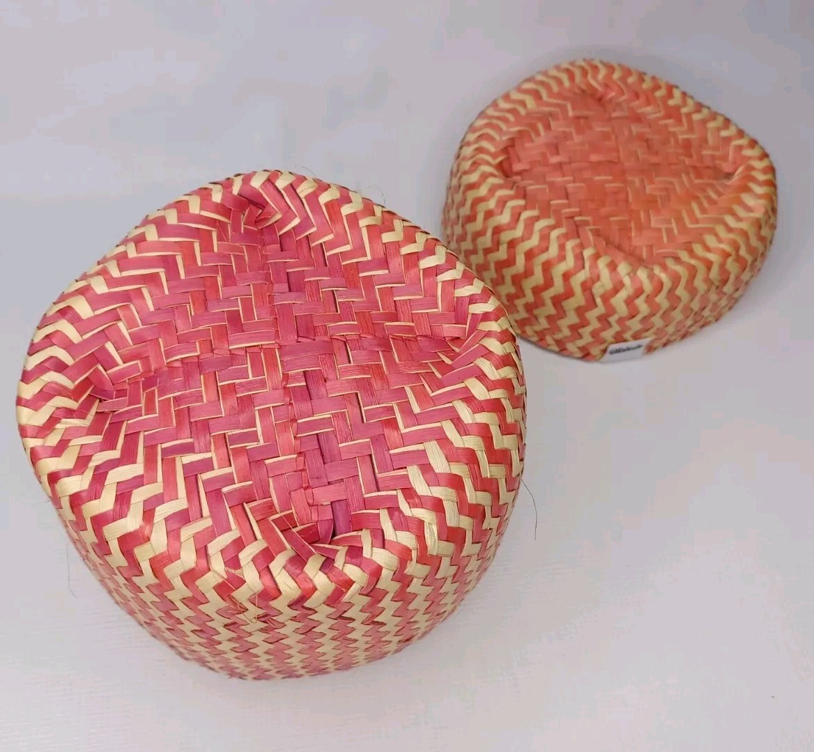 Globe In Handcrafted Woven Palm Leaf Basket With Lid
