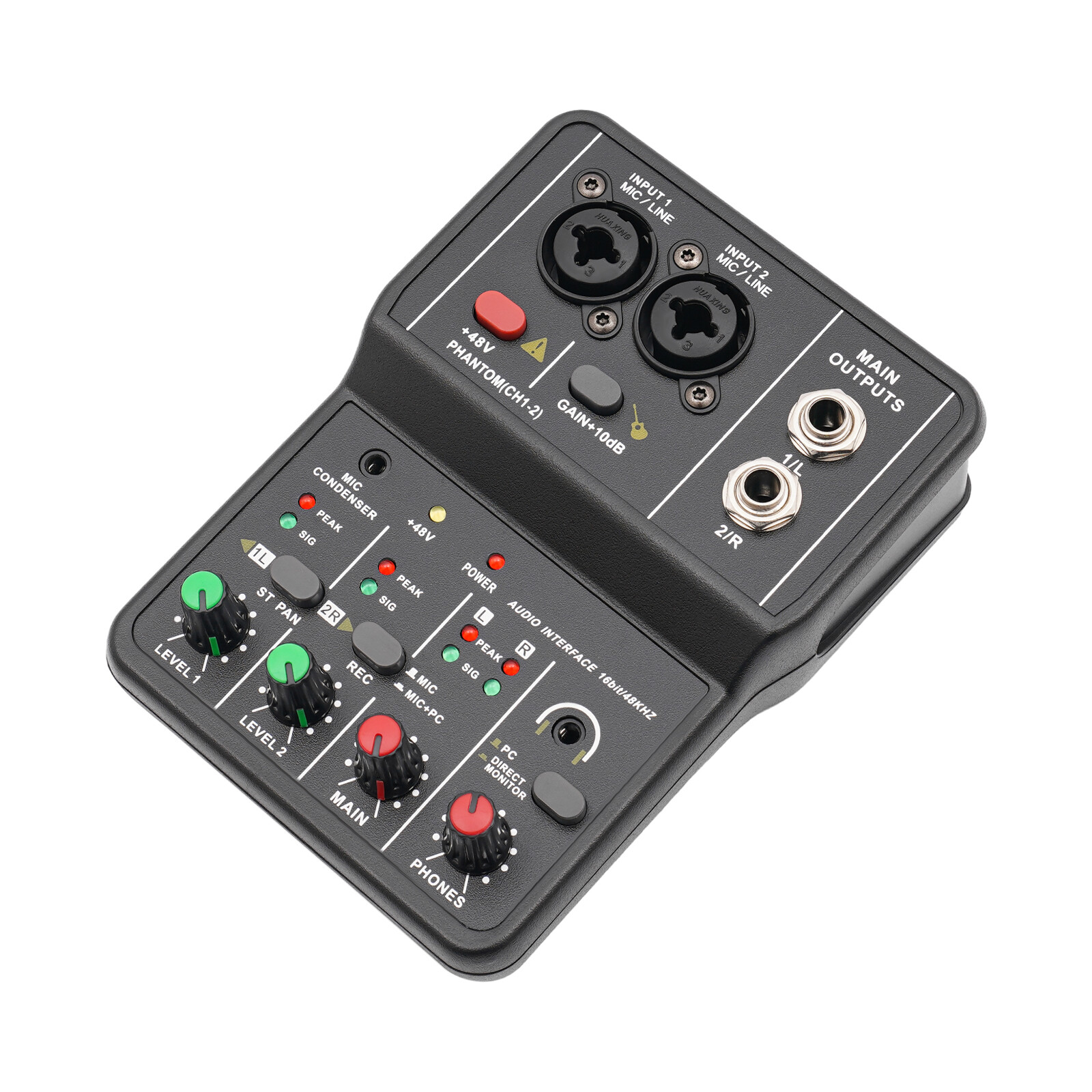 2 Channel Mixing Console Live Studio Audio DJ Mixer Sound Board USB Interface