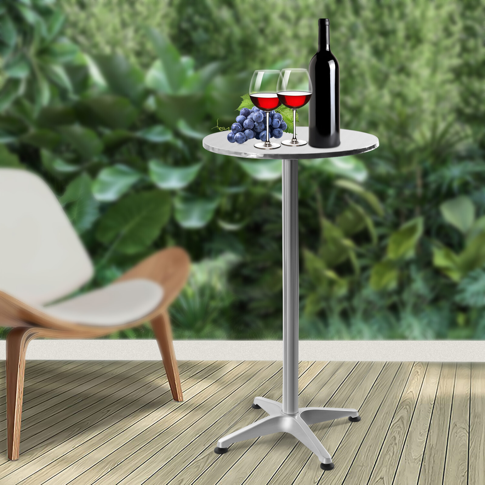 Versatile Round Bistro Table with Metal Base and Adjustable Height