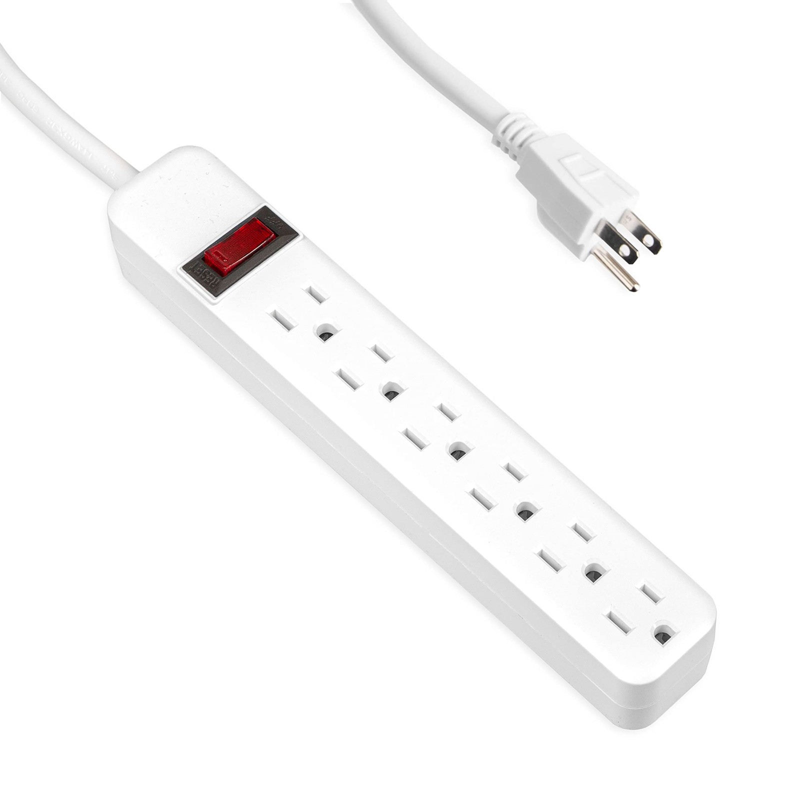 Iron Forge Cable 6 Outlet Surge Protector Power Strip 25 ft Cord, 14/3 SJT Wh...
