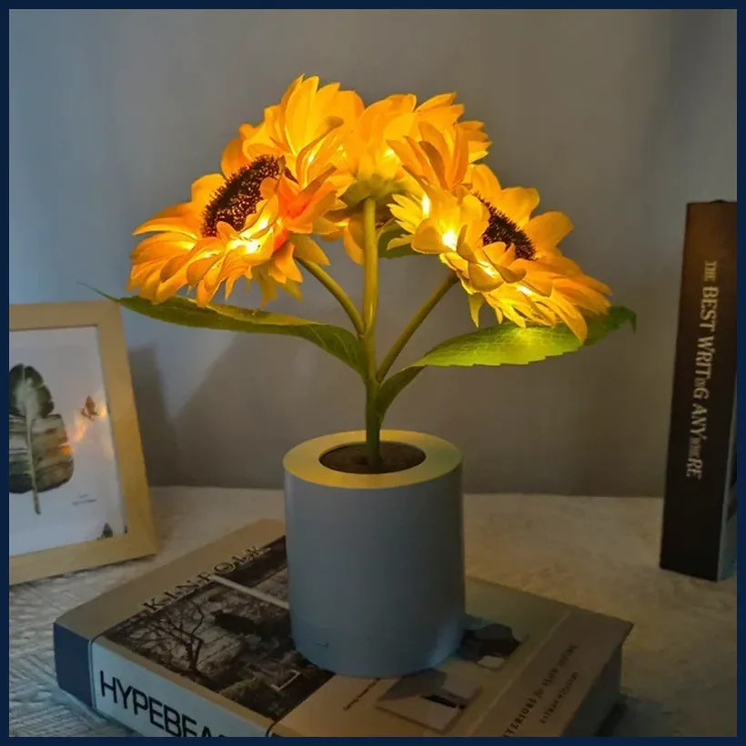 3 LED Night Light Rechargeable Sunflower Lights Interior Lighting Bedroom