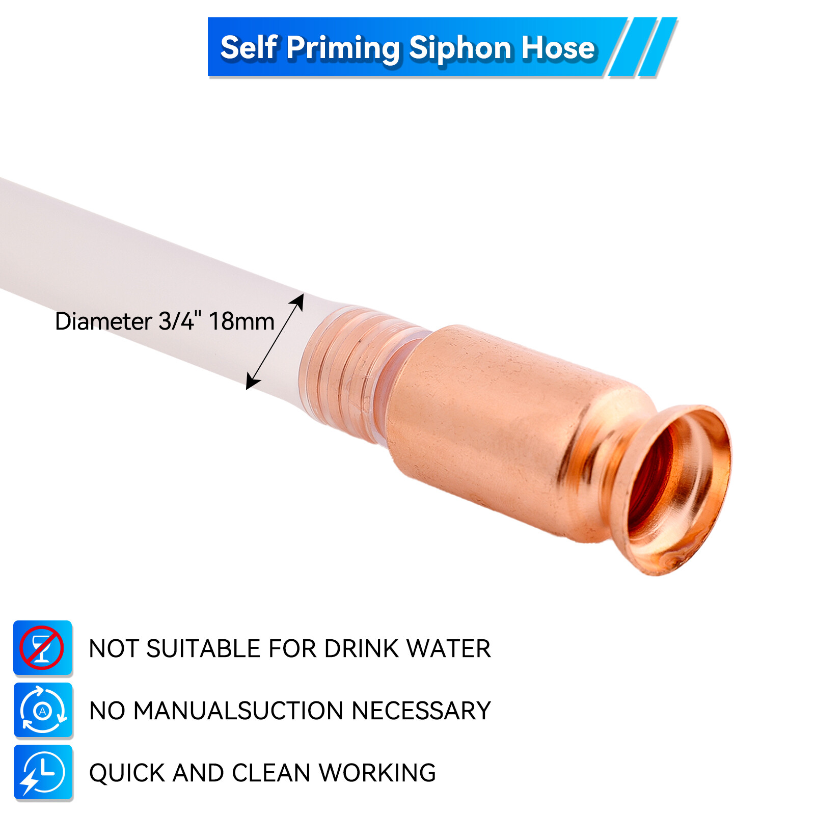 10FT X 3/4"Siphon Hose Pump Self Priming Jiggler Shaker Transfer Fuel Water Oil