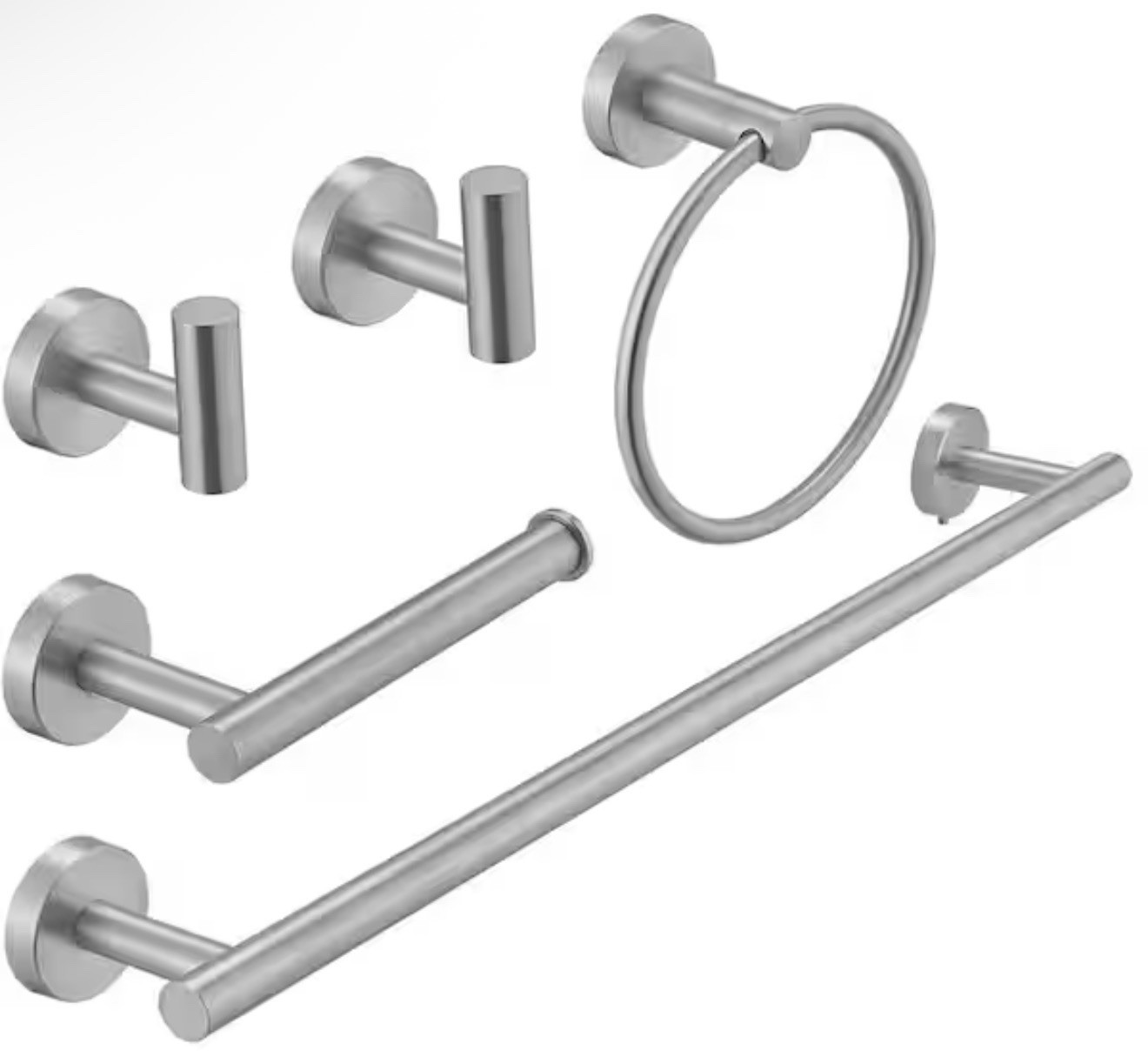 BWE 5-Piece Bathroom Hardware Set Brushed Nickel Towel Bar 23.6”