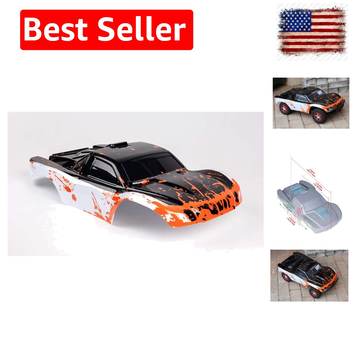 Compatible Custom Body Muddy Orange Over White/Black Replacement for 1/10 Sca...