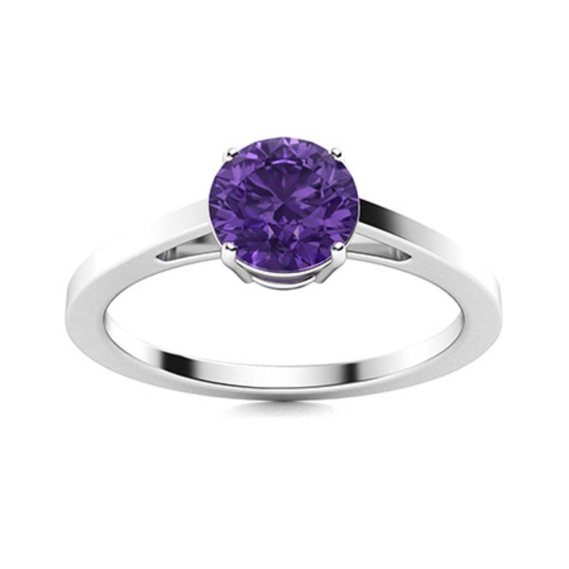Sterling Silver Natural Amethyst Wedding Ethnic Solitaire Ring Jewelry