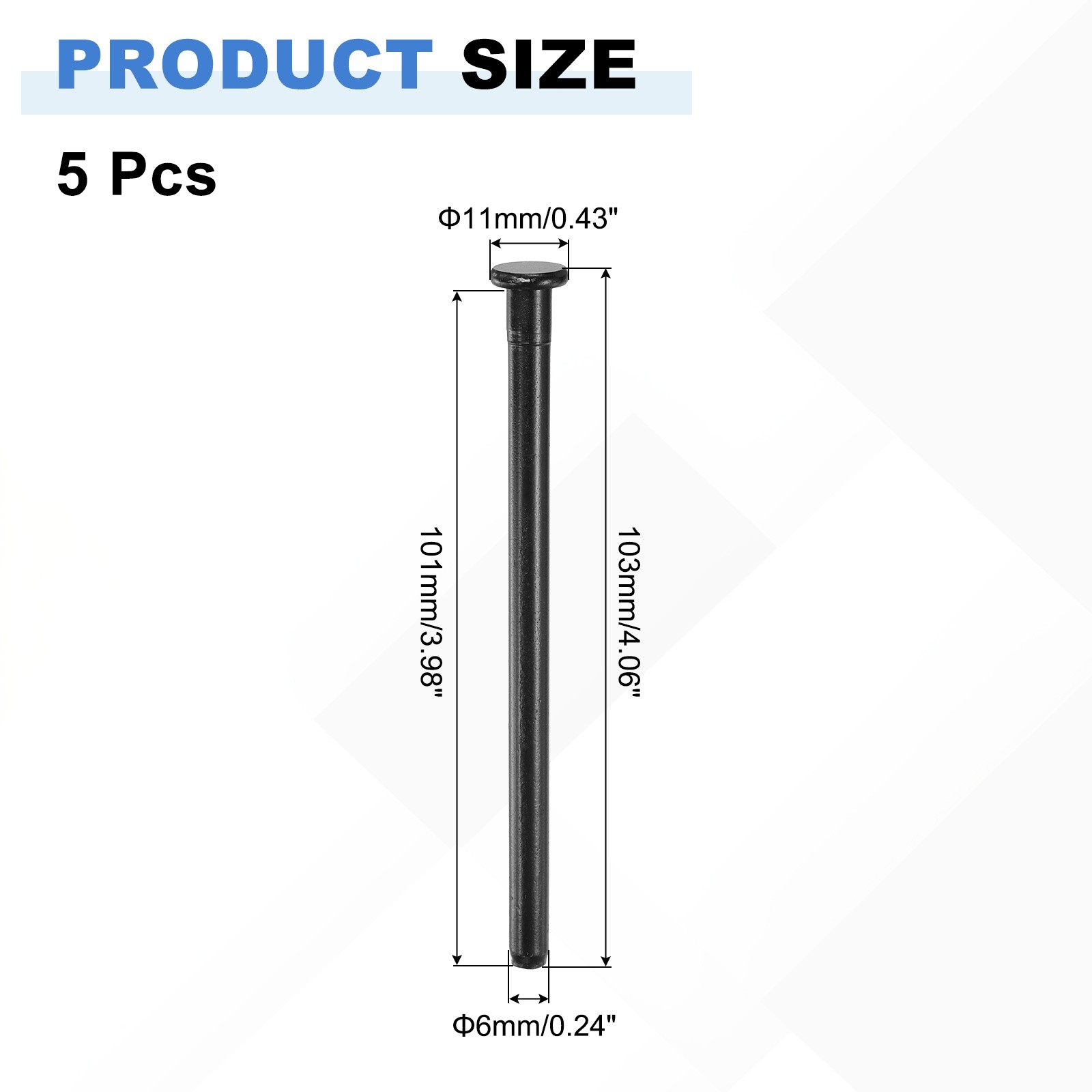 5Pcs Door Hinge Pins, 4 Inch Interior Door Hinge Security Pins, Matte Black