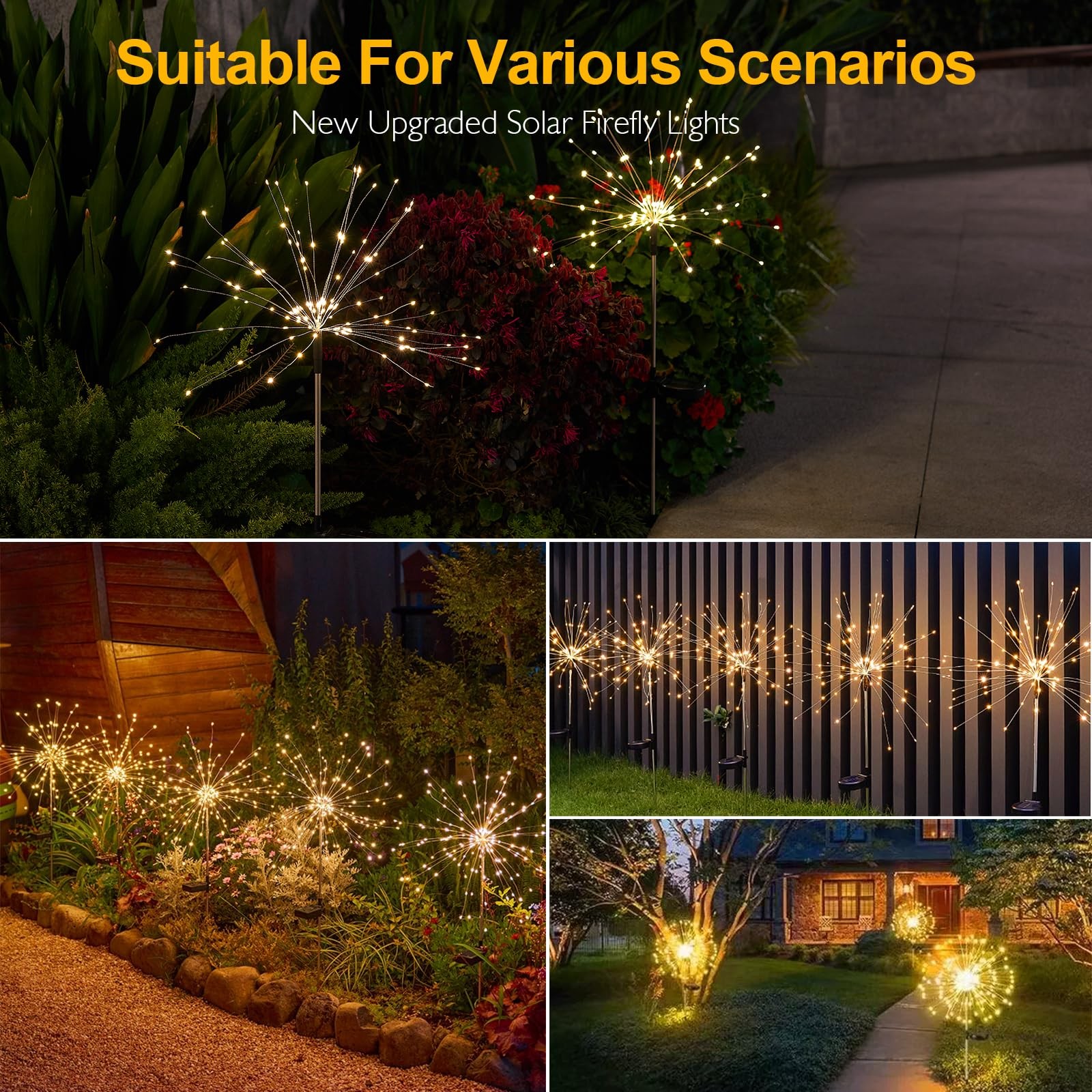 Solar Lights Outdoor, 150 LED Firework Light with 8 Modes Solar Garden Light ...