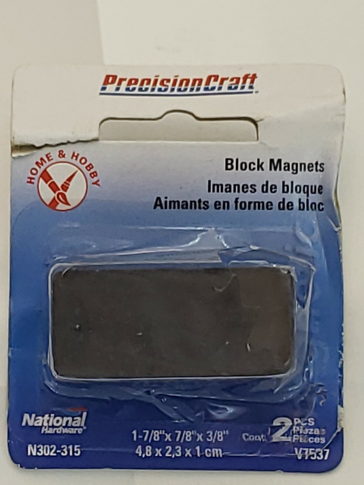 2 National Hardware N302-315 V7537 Block Magnets, 1-7/8" x 7/8" x 3/8"