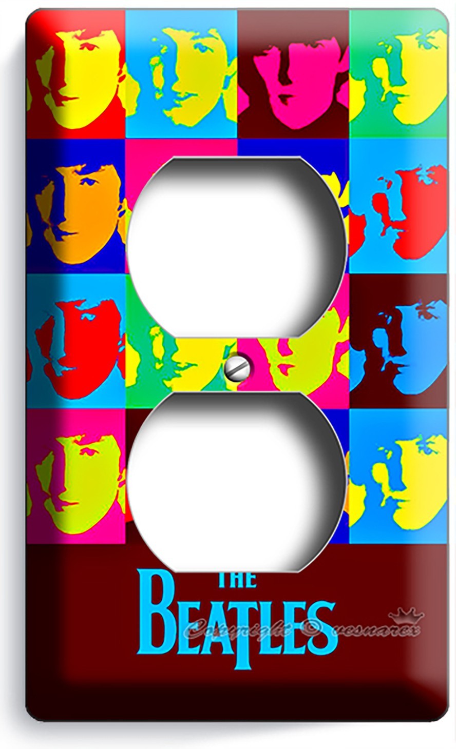 THE BEATLES POP ART JOHN GEORGE PAUL RINGO DUPLEX OUTLET COVER ANDY WARHOL DECOR
