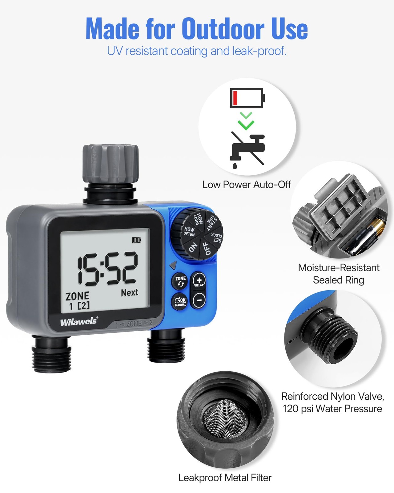 Water Timer for Garden Hose, 2 Zone Sprinkler Timer, Automatic Irrigation Sys...