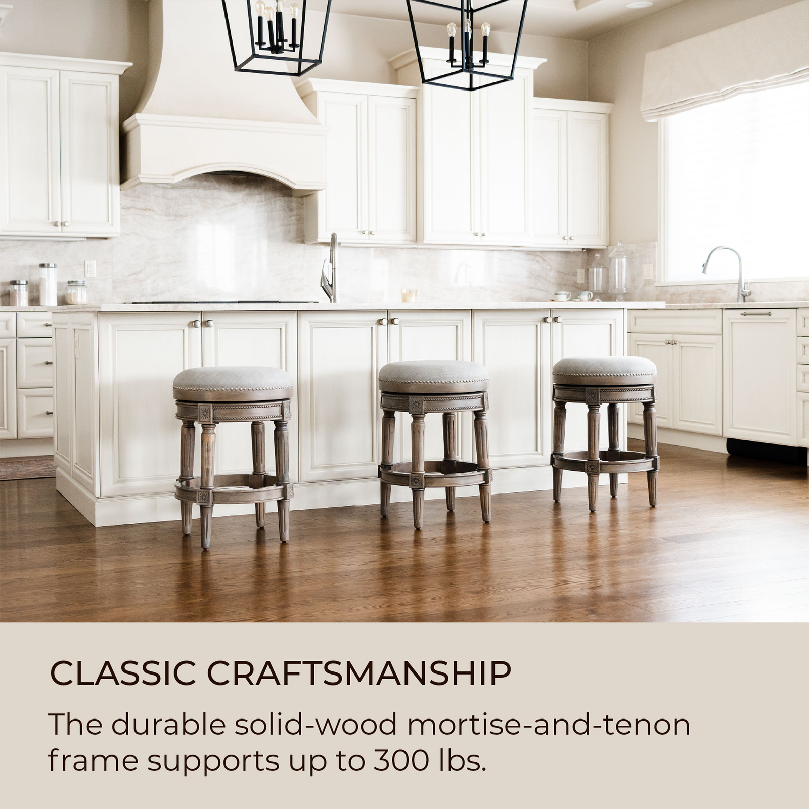 Maven Lane Pullman Backless Swivel Kitchen Counter Stool, Reclaimed Oak