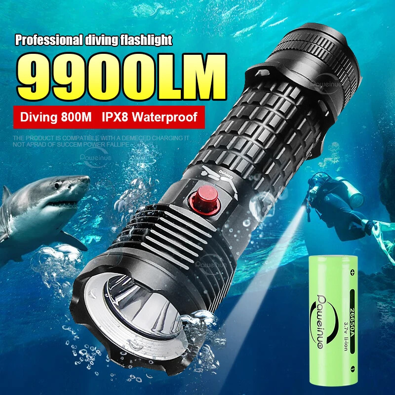 Professional Spearfishing Hunting Scuba XHP199 LED Dive Light 9900 Lumens Diving