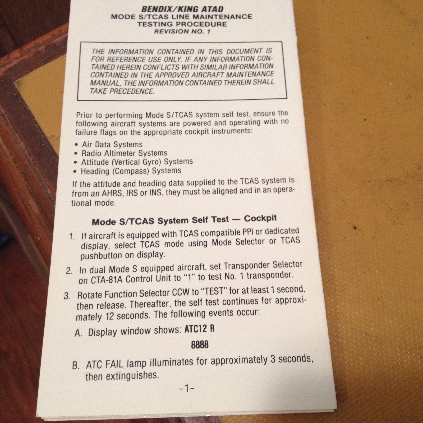 Bendix King ATAD Mode S TCAS Line Maintenance Testing