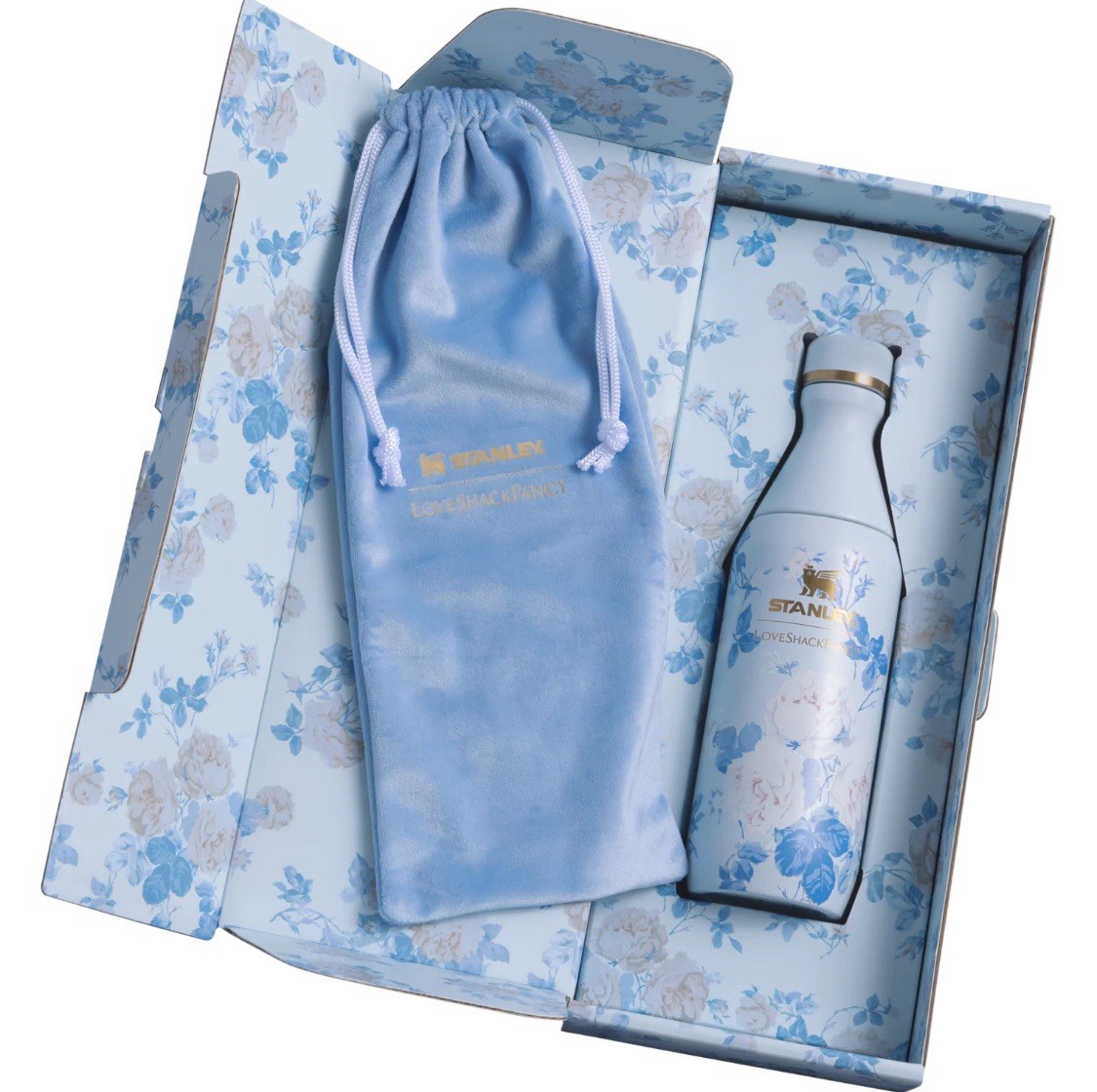 Authentic Stanley LoveShackFancy 12 oz All Day Slim Bottle Everblooming Rosettes