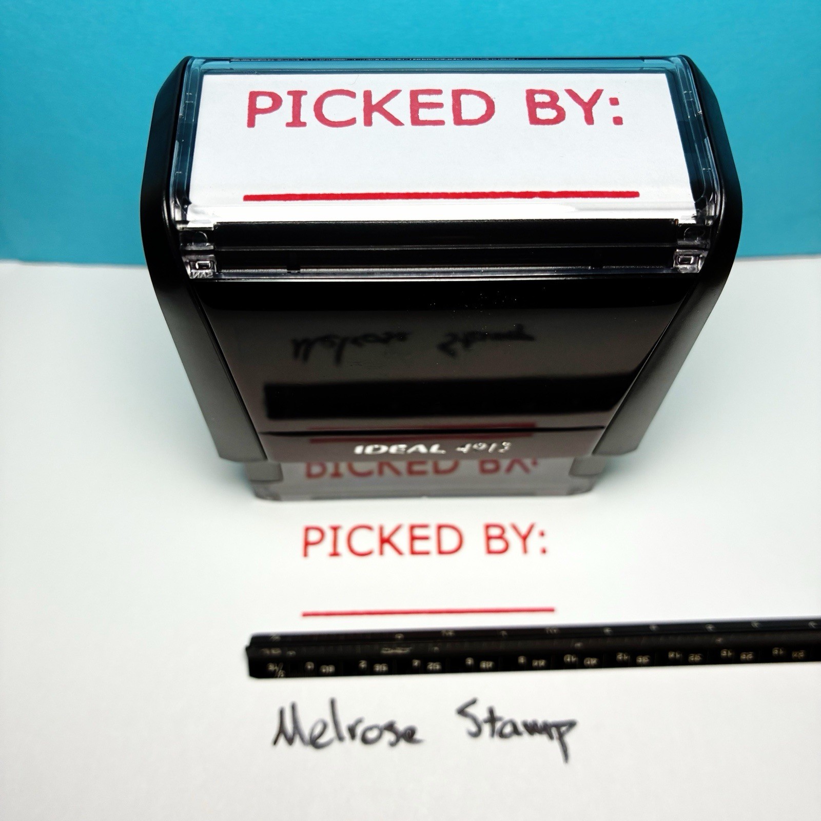 Picked By Rubber Stamp Self Inking Red Ink Ideal 4913