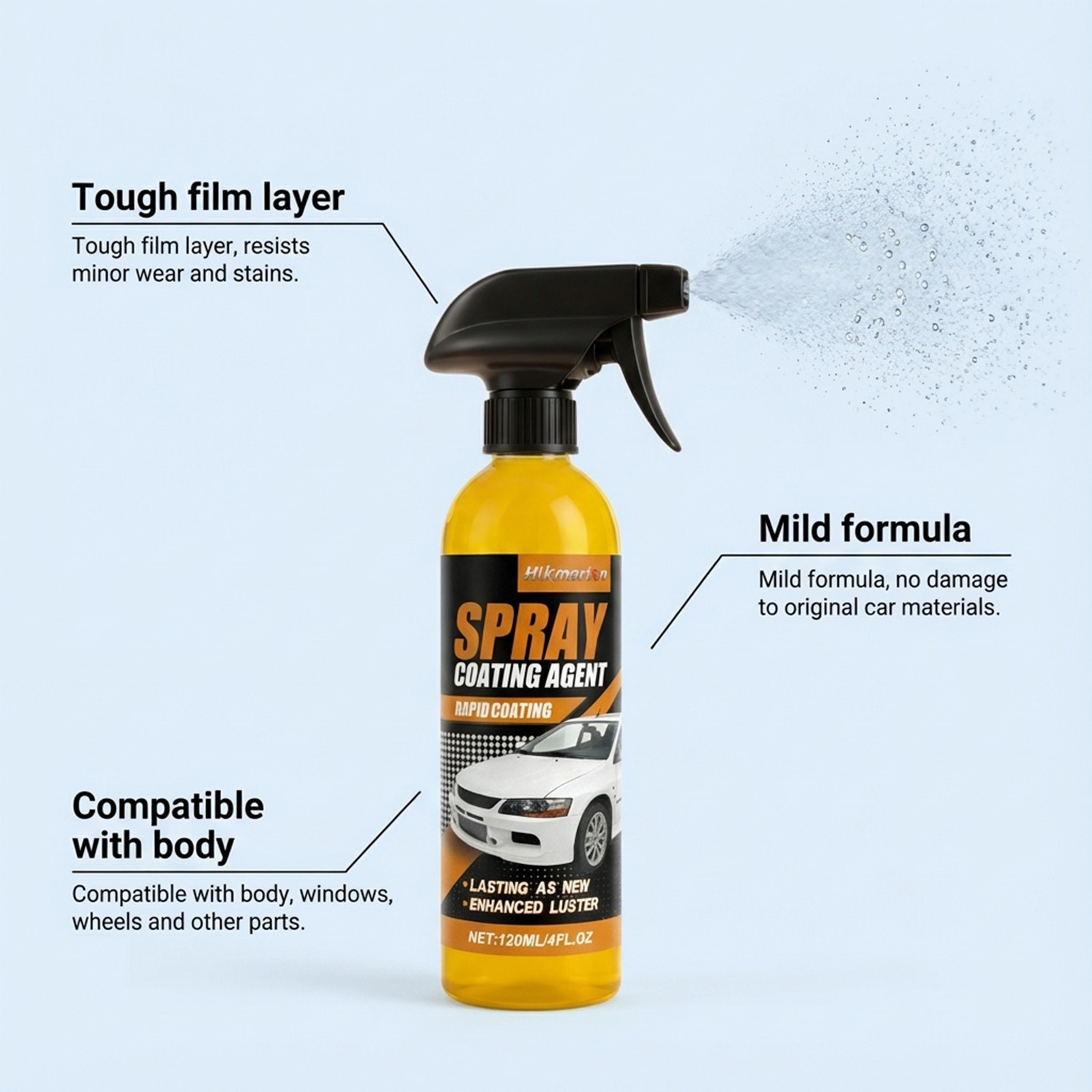 Car Coating Spray,Quick Effect Coating Agent,Car Scratch Wax Polish Spray Liquid