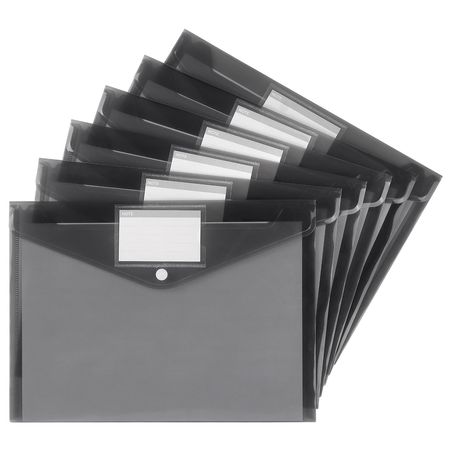 6 Pack Plastic Envelopes, Clear Document Folders, A4 Size, Grey